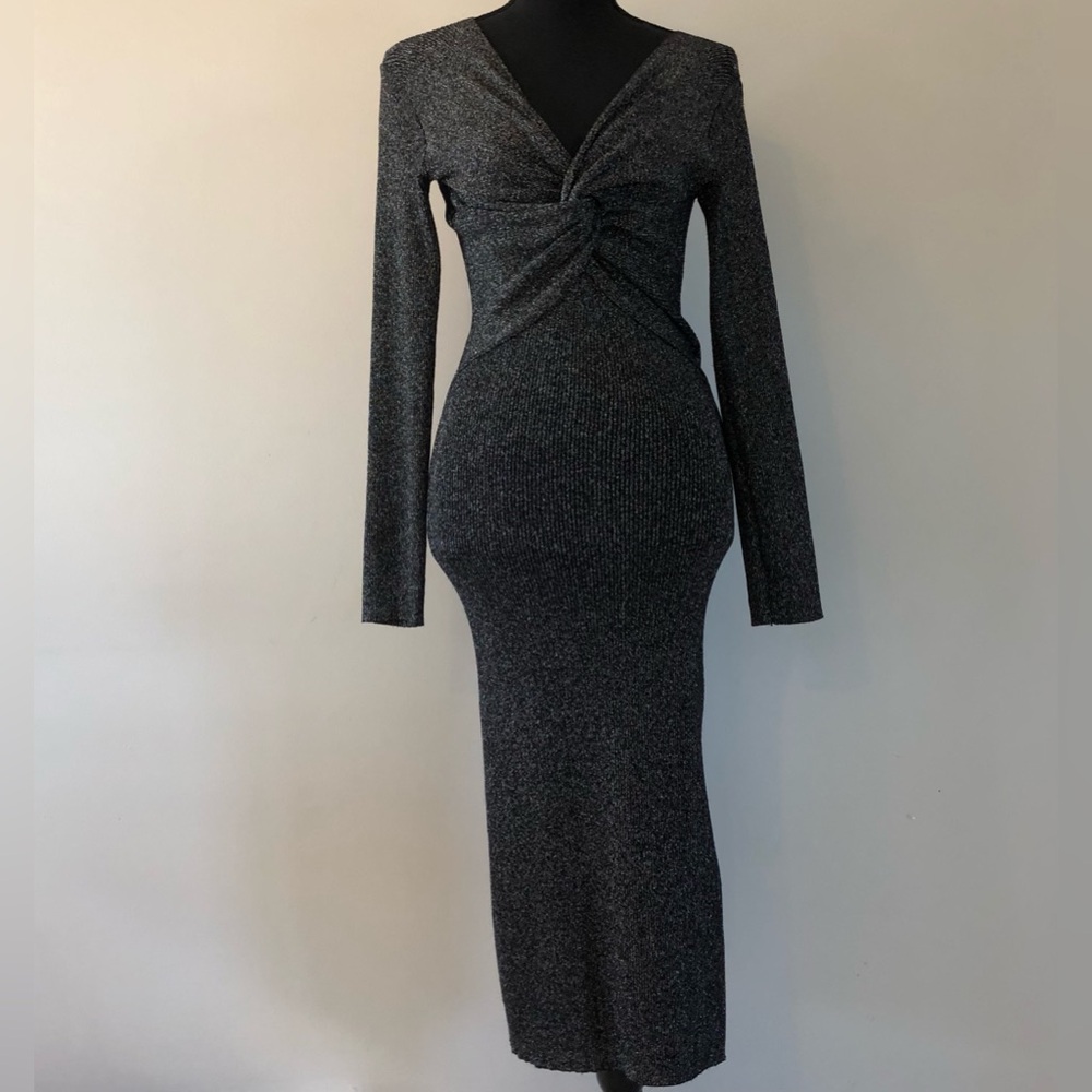 Women’s Sage The Label Mettalic Black Long Sleeve Dress size M